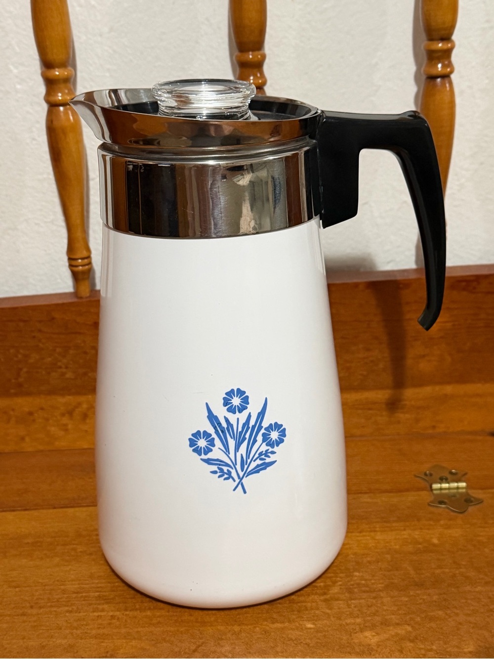Vintage Corning Ware Blue Cornflower 9 Cup Stovetop Percolator Complete